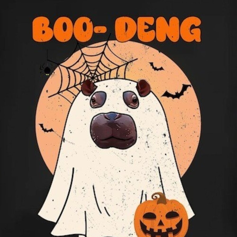 Moo Deng Halloween Shirt, Cute Baby Hippo Moo Deng Tee - Picture 2 of 4